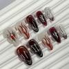 image:imageBABALAL Pink Press on Nails  Almond Medium Fake Nails Cat Eye Shiny Bling Design With Flower Charm 30Pcs Bling Manicure Acrylic False Nails for Women GirlsCNE016