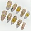 image:imageBABALAL Pink Press on Nails  Almond Medium Fake Nails Cat Eye Shiny Bling Design With Flower Charm 30Pcs Bling Manicure Acrylic False Nails for Women GirlsCNE00501