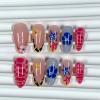 image:imageBABALAL Pink Press on Nails  Almond Medium Fake Nails Cat Eye Shiny Bling Design With Flower Charm 30Pcs Bling Manicure Acrylic False Nails for Women GirlsCNE020