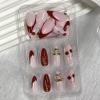 image:imageBABALAL Pink Press on Nails  Almond Medium Fake Nails Cat Eye Shiny Bling Design With Flower Charm 30Pcs Bling Manicure Acrylic False Nails for Women GirlsCNE003