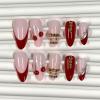 image:imageBABALAL Pink Press on Nails  Almond Medium Fake Nails Cat Eye Shiny Bling Design With Flower Charm 30Pcs Bling Manicure Acrylic False Nails for Women GirlsCNE003