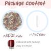 image:imageBABALAL Pink Press on Nails  Almond Medium Fake Nails Cat Eye Shiny Bling Design With Flower Charm 30Pcs Bling Manicure Acrylic False Nails for Women GirlsCNE004