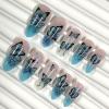 image:imageBABALAL Pink Press on Nails  Almond Medium Fake Nails Cat Eye Shiny Bling Design With Flower Charm 30Pcs Bling Manicure Acrylic False Nails for Women GirlsCNE015