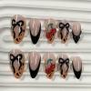 image:imageBABALAL Pink Press on Nails  Almond Medium Fake Nails Cat Eye Shiny Bling Design With Flower Charm 30Pcs Bling Manicure Acrylic False Nails for Women GirlsCNE012