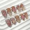 image:imageBABALAL Pink Press on Nails  Almond Medium Fake Nails Cat Eye Shiny Bling Design With Flower Charm 30Pcs Bling Manicure Acrylic False Nails for Women GirlsCNE004