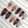 image:imageBABALAL Pink Press on Nails  Almond Medium Fake Nails Cat Eye Shiny Bling Design With Flower Charm 30Pcs Bling Manicure Acrylic False Nails for Women GirlsCNE016