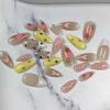image:imageBABALAL Pink Press on Nails  Almond Medium Fake Nails Cat Eye Shiny Bling Design With Flower Charm 30Pcs Bling Manicure Acrylic False Nails for Women GirlsCNE019