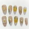 image:imageBABALAL Pink Press on Nails  Almond Medium Fake Nails Cat Eye Shiny Bling Design With Flower Charm 30Pcs Bling Manicure Acrylic False Nails for Women GirlsCNE00501