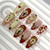 image:imageBABALAL Pink Press on Nails  Almond Medium Fake Nails Cat Eye Shiny Bling Design With Flower Charm 30Pcs Bling Manicure Acrylic False Nails for Women GirlsCNE010
