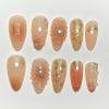 image:imageBABALAL Pink Press on Nails  Almond Medium Fake Nails Cat Eye Shiny Bling Design With Flower Charm 30Pcs Bling Manicure Acrylic False Nails for Women GirlsCNE00201