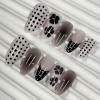 image:imageBABALAL Pink Press on Nails  Almond Medium Fake Nails Cat Eye Shiny Bling Design With Flower Charm 30Pcs Bling Manicure Acrylic False Nails for Women GirlsCNE022