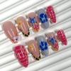 image:imageBABALAL Pink Press on Nails  Almond Medium Fake Nails Cat Eye Shiny Bling Design With Flower Charm 30Pcs Bling Manicure Acrylic False Nails for Women GirlsCNE020