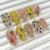 image:imageBABALAL Pink Press on Nails  Almond Medium Fake Nails Cat Eye Shiny Bling Design With Flower Charm 30Pcs Bling Manicure Acrylic False Nails for Women GirlsCNE019
