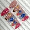 image:imageBABALAL Pink Press on Nails  Almond Medium Fake Nails Cat Eye Shiny Bling Design With Flower Charm 30Pcs Bling Manicure Acrylic False Nails for Women GirlsCNE020