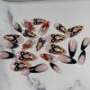 image:imageBABALAL Pink Press on Nails  Almond Medium Fake Nails Cat Eye Shiny Bling Design With Flower Charm 30Pcs Bling Manicure Acrylic False Nails for Women GirlsCNE012