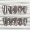 image:imageBABALAL Pink Press on Nails  Almond Medium Fake Nails Cat Eye Shiny Bling Design With Flower Charm 30Pcs Bling Manicure Acrylic False Nails for Women GirlsCNE018