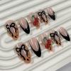 image:imageBABALAL Pink Press on Nails  Almond Medium Fake Nails Cat Eye Shiny Bling Design With Flower Charm 30Pcs Bling Manicure Acrylic False Nails for Women GirlsCNE012