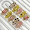 image:imageBABALAL Pink Press on Nails  Almond Medium Fake Nails Cat Eye Shiny Bling Design With Flower Charm 30Pcs Bling Manicure Acrylic False Nails for Women GirlsCNE019