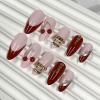 image:imageBABALAL Pink Press on Nails  Almond Medium Fake Nails Cat Eye Shiny Bling Design With Flower Charm 30Pcs Bling Manicure Acrylic False Nails for Women GirlsCNE003