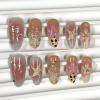 image:imageBABALAL Pink Press on Nails  Almond Medium Fake Nails Cat Eye Shiny Bling Design With Flower Charm 30Pcs Bling Manicure Acrylic False Nails for Women GirlsCNE004