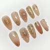 image:imageBABALAL Pink Press on Nails  Almond Medium Fake Nails Cat Eye Shiny Bling Design With Flower Charm 30Pcs Bling Manicure Acrylic False Nails for Women GirlsCNE00201