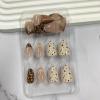 image:imageBABALAL Pink Press on Nails  Almond Medium Fake Nails Cat Eye Shiny Bling Design With Flower Charm 30Pcs Bling Manicure Acrylic False Nails for Women GirlsCNE006