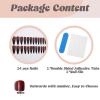 image:imageBABALAL Press On Nails Long Stiletto Fake Nails White Black Floral Print With Gold Charm Glossy Full Cover Glue On Nails For Women And Girls 24PcsANE03gothic