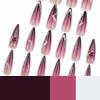 image:imageBABALAL Press On Nails Long Stiletto Fake Nails White Black Floral Print With Gold Charm Glossy Full Cover Glue On Nails For Women And Girls 24PcsANE04goth