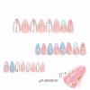 image:imageBABALAL Press On Nails Long Stiletto Fake Nails White Black Floral Print With Gold Charm Glossy Full Cover Glue On Nails For Women And Girls 24PcsANE04flower