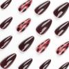 image:imageBABALAL Press On Nails Long Stiletto Fake Nails White Black Floral Print With Gold Charm Glossy Full Cover Glue On Nails For Women And Girls 24PcsANE02brown