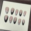 image:imageBABALAL Press On Nails Long Stiletto Fake Nails White Black Floral Print With Gold Charm Glossy Full Cover Glue On Nails For Women And Girls 24PcsANE03polkadot