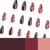 image:imageBABALAL Press On Nails Long Stiletto Fake Nails White Black Floral Print With Gold Charm Glossy Full Cover Glue On Nails For Women And Girls 24PcsANE02brown
