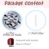 image:imageBABALAL Press On Nails Long Stiletto Fake Nails White Black Floral Print With Gold Charm Glossy Full Cover Glue On Nails For Women And Girls 24PcsANE05sliver