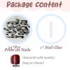 image:imageBABALAL Press On Nails Long Stiletto Fake Nails White Black Floral Print With Gold Charm Glossy Full Cover Glue On Nails For Women And Girls 24PcsANE03rb