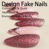 image:imageBABALAL Press On Nails Long Stiletto Fake Nails White Black Floral Print With Gold Charm Glossy Full Cover Glue On Nails For Women And Girls 24PcsANE04snowflake