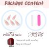 image:imageBABALAL Press On Nails Long Stiletto Fake Nails White Black Floral Print With Gold Charm Glossy Full Cover Glue On Nails For Women And Girls 24PcsANE06ombre