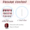 image:imageBABALAL Press On Nails Long Stiletto Fake Nails White Black Floral Print With Gold Charm Glossy Full Cover Glue On Nails For Women And Girls 24PcsANE02redblack
