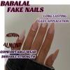 image:imageBABALAL Press On Nails Long Stiletto Fake Nails White Black Floral Print With Gold Charm Glossy Full Cover Glue On Nails For Women And Girls 24PcsANE13