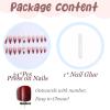 image:imageBABALAL Press On Nails Long Stiletto Fake Nails White Black Floral Print With Gold Charm Glossy Full Cover Glue On Nails For Women And Girls 24PcsANE14
