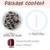 image:imageBABALAL Press on Nails  Long Stiletto Fake Nails Brown Cheetah French Tip Tortoise Flower Design 3D Handmade Acrylic Glue on Y2k Full Cover False nails with Rhinestone 24PcsANG20415