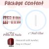 image:imageBABALAL Press on Nails  Long Stiletto Fake Nails Brown Cheetah French Tip Tortoise Flower Design 3D Handmade Acrylic Glue on Y2k Full Cover False nails with Rhinestone 24PcsANG20412