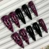 image:imageBABALAL Press on Nails  Long Stiletto Fake Nails Brown Cheetah French Tip Tortoise Flower Design 3D Handmade Acrylic Glue on Y2k Full Cover False nails with Rhinestone 24PcsANG20403