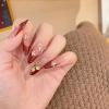 image:imageBABALAL Press on Nails  Long Stiletto Fake Nails Brown Cheetah French Tip Tortoise Flower Design 3D Handmade Acrylic Glue on Y2k Full Cover False nails with Rhinestone 24PcsANG20414