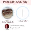 image:imageBABALAL Press on Nails  Long Stiletto Fake Nails Brown Cheetah French Tip Tortoise Flower Design 3D Handmade Acrylic Glue on Y2k Full Cover False nails with Rhinestone 24PcsANG20414