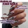image:imageBABALAL Press on Nails  Long Stiletto Fake Nails Brown Cheetah French Tip Tortoise Flower Design 3D Handmade Acrylic Glue on Y2k Full Cover False nails with Rhinestone 24PcsANG20408