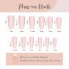 image:imageBABALAL Press on Nails  Long Stiletto Fake Nails Brown Cheetah French Tip Tortoise Flower Design 3D Handmade Acrylic Glue on Y2k Full Cover False nails with Rhinestone 24PcsANG205