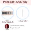 image:imageBABALAL Press on Nails  Long Stiletto Fake Nails Brown Cheetah French Tip Tortoise Flower Design 3D Handmade Acrylic Glue on Y2k Full Cover False nails with Rhinestone 24PcsANG215