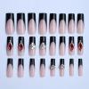 image:imageBABALAL Press on Nails  Long Stiletto Fake Nails Brown Cheetah French Tip Tortoise Flower Design 3D Handmade Acrylic Glue on Y2k Full Cover False nails with Rhinestone 24PcsANG201