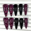 image:imageBABALAL Press on Nails  Long Stiletto Fake Nails Brown Cheetah French Tip Tortoise Flower Design 3D Handmade Acrylic Glue on Y2k Full Cover False nails with Rhinestone 24PcsANG20403