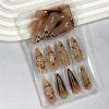 image:imageBABALAL Press on Nails  Long Stiletto Fake Nails Brown Cheetah French Tip Tortoise Flower Design 3D Handmade Acrylic Glue on Y2k Full Cover False nails with Rhinestone 24PcsANG20402